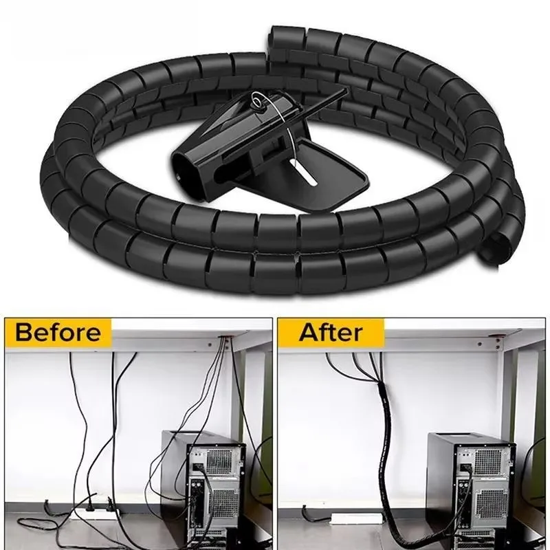 Cable Lock Flexible - 2 メートル/1 メートル 16 ミリメートル/10 ミリメートルケーブルオーガナイザー管理ツールワイヤー導管柔軟なスパイラルケーブルワイヤープロテクター
