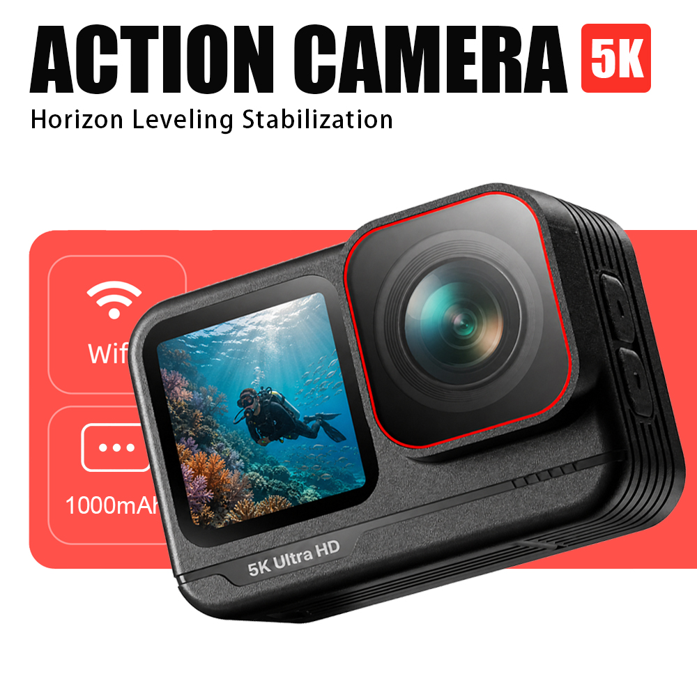 デュアルスクリーンアクションカメラ、4K/5Kビデオ、Wi- - Commuting By Bike のレビューと価格