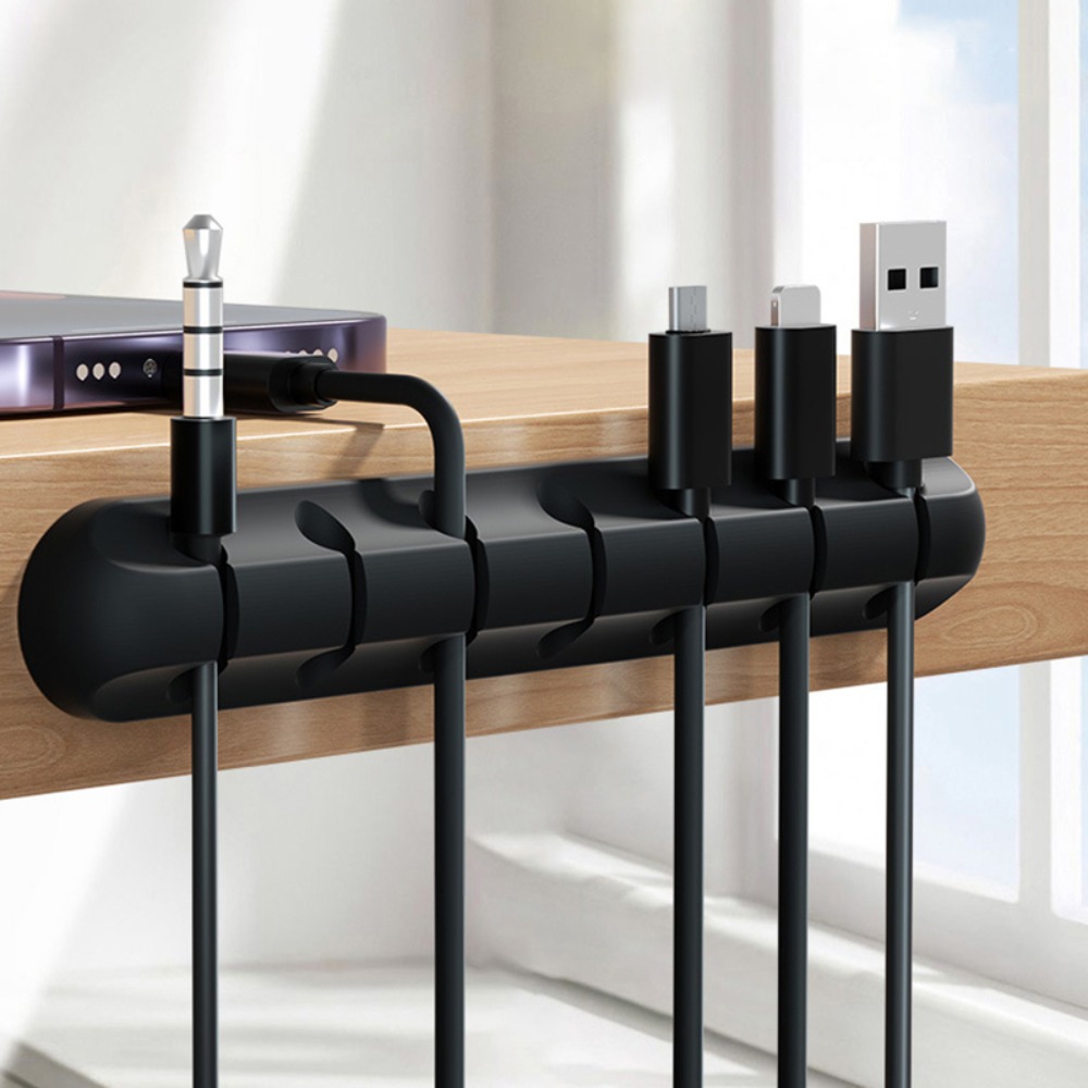 新しい黒色ケーブルオーガナイザー、柔軟なシリコン製ワイヤーホ - Cable Lock Flexible のレビューと価格